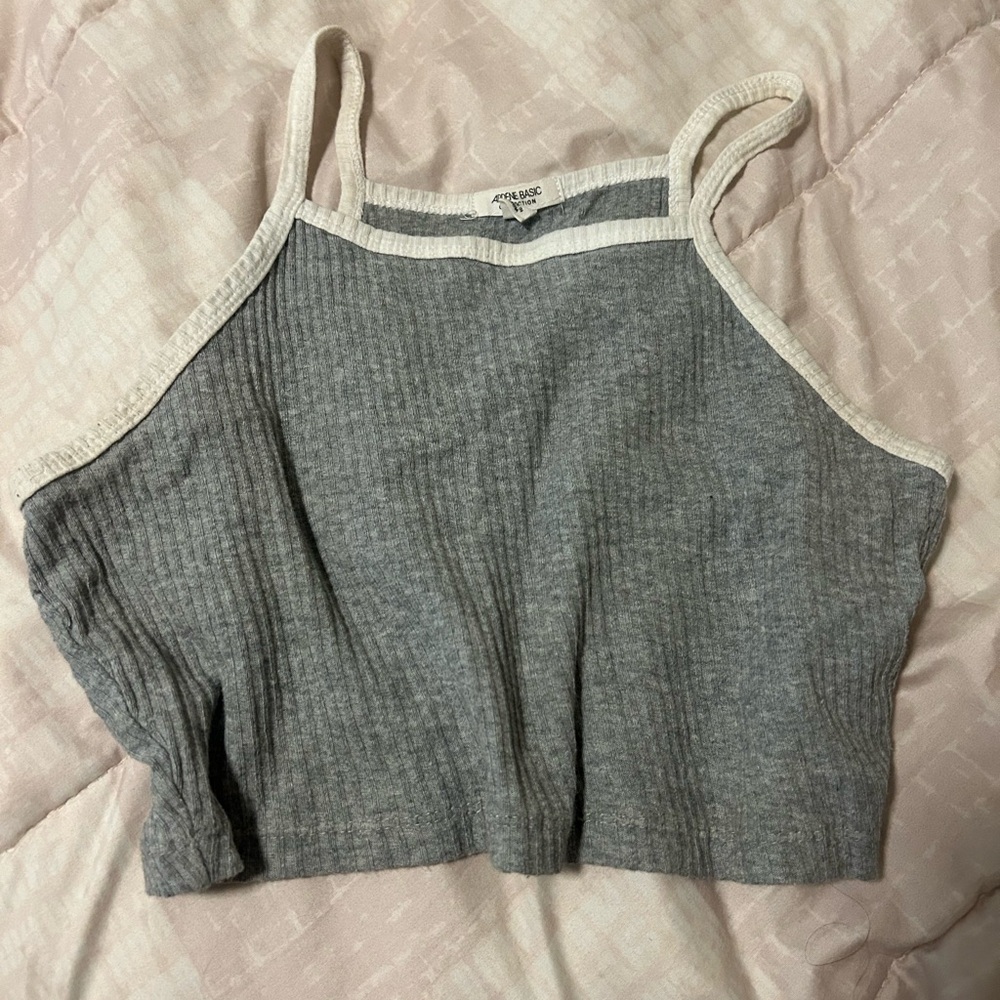 Gray Ribbed Tank Top